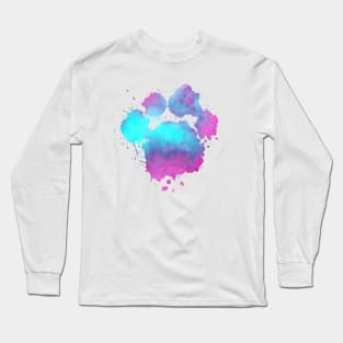 Watercolor pink and blue cute colorful dog paw - Dog Lover Owner Gift Long Sleeve T-Shirt